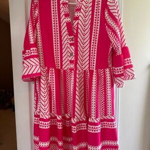 Pink Geometric Pattern Dress